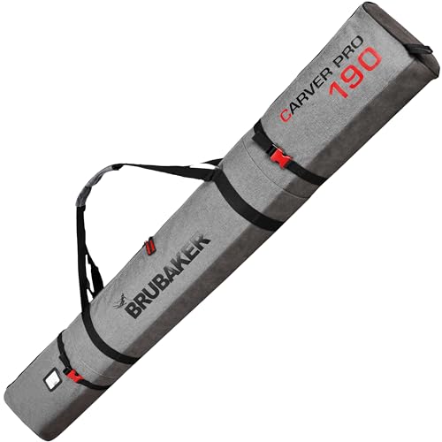 BRUBAKER Skitasche Carver Performance Schwarz Grau - Gepolsterter Skisack für 1 Paar Ski und Stöcke - Reißfester Ski Bag 190 x 34 cm BRUBAKER Skitasche Carver Performance Schwarz Grau - Gepolsterter Skisack für 1 Paar Ski und Stöcke - Reißfester Ski Bag 190 x 34 cm von BRUBAKER
