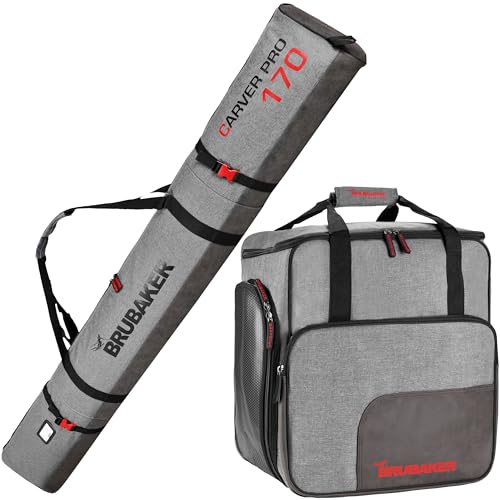 BRUBAKER Kombi Set Carver Performance - Skisack 170 cm und Skischuhtasche für 1 Paar Ski + Stöcke + Schuhe + Helm Schwarz Grau BRUBAKER Kombi Set Carver Performance - Skisack 170 cm und Skischuhtasche für 1 Paar Ski + Stöcke + Schuhe + Helm Schwarz Grau von BRUBAKER