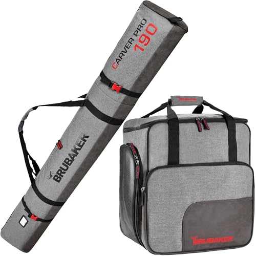 BRUBAKER Kombi Set Carver Performance - Skisack 190 cm und Skischuhtasche für 1 Paar Ski + Stöcke + Schuhe + Helm Schwarz Grau BRUBAKER Kombi Set Carver Performance - Skisack 190 cm und Skischuhtasche für 1 Paar Ski + Stöcke + Schuhe + Helm Schwarz Grau von BRUBAKER