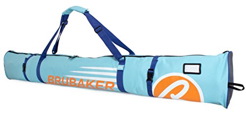 BRUBAKER Skitasche Carver Champion Hellblau Orange - Gepolsterter Skisack für 1 Paar Ski und Stöcke - Reißfester Ski Bag 190 x 34 x 34 cm BRUBAKER Skitasche Carver Champion Hellblau Orange - Gepolsterter Skisack für 1 Paar Ski und Stöcke - Reißfester Ski Bag 190 x 34 x 34 cm von BRUBAKER