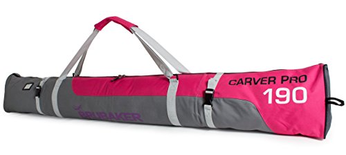 BRUBAKER Skitasche Carver Pro - Gepolsterter Skisack für 1 Paar Ski und Stöcke - Reißfester Ski Bag Pink Grau - 190 cm BRUBAKER Skitasche Carver Pro - Gepolsterter Skisack für 1 Paar Ski und Stöcke - Reißfester Ski Bag Pink Grau - 190 cm von BRUBAKER