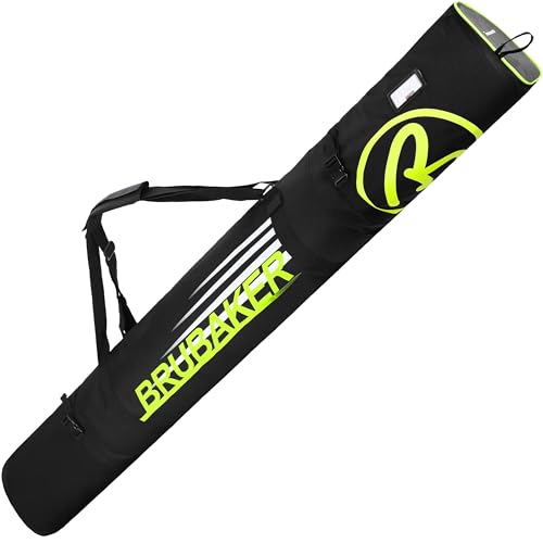 BRUBAKER Skitasche Carver Champion Schwarz Neon Gelb - Gepolsterter Skisack für 1 Paar Ski und Stöcke - Reißfester Ski Bag 190 x 34 x 34 cm BRUBAKER Skitasche Carver Champion Schwarz Neon Gelb - Gepolsterter Skisack für 1 Paar Ski und Stöcke - Reißfester Ski Bag 190 x 34 x 34 cm von BRUBAKER