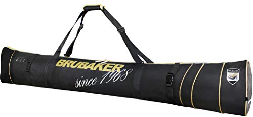 BRUBAKER Skitasche Carver Pro Grenoble Edition - Gepolsterter Skisack für 1 Paar Ski und Stöcke - Reißfester Ski Bag Schwarz Gold - 190 cm BRUBAKER Skitasche Carver Pro Grenoble Edition - Gepolsterter Skisack für 1 Paar Ski und Stöcke - Reißfester Ski Bag Schwarz Gold - 190 cm von BRUBAKER