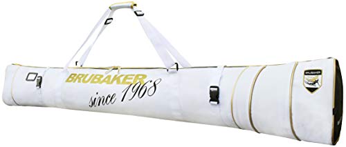 BRUBAKER Skitasche Carver Pro Grenoble Edition - Gepolsterter Skisack für 1 Paar Ski und Stöcke - Reißfester Ski Bag Weiß Gold - 170 cm BRUBAKER Skitasche Carver Pro Grenoble Edition - Gepolsterter Skisack für 1 Paar Ski und Stöcke - Reißfester Ski Bag Weiß Gold - 170 cm von BRUBAKER