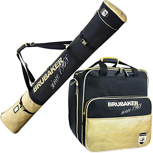 BRUBAKER Kombi Set St. Moritz - Skisack und Skischuhtasche - Schwarz Gold - 190 cm BRUBAKER Kombi Set St. Moritz - Skisack und Skischuhtasche - Schwarz Gold - 190 cm von BRUBAKER