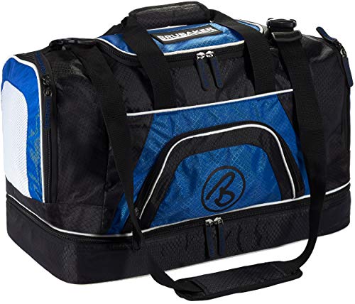 BRUBAKER 'Medium Base' Sporttasche 52 L mit großem Nassfach als Bodenfach + Schuhfach - Schwarz/Blau von BRUBAKER