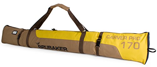 BRUBAKER Skitasche Carver Pro Braun Gelb - Gepolsterter Skisack für 1 Paar Ski und Stöcke - Reißfester Ski Bag - 170 cm BRUBAKER Skitasche Carver Pro Braun Gelb - Gepolsterter Skisack für 1 Paar Ski und Stöcke - Reißfester Ski Bag - 170 cm von BRUBAKER