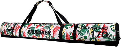 BRUBAKER Skitasche Carver Pro Flamingo - Gepolsterter Skisack für 1 Paar Ski und Stöcke - Reißfester Ski Bag - 170 cm von BRUBAKER