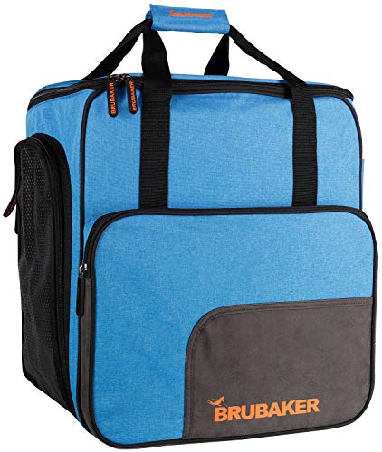 BRUBAKER Super Performance Skischuhtasche Helmtasche Rucksack mit Schuhfach - Blau meliert Schwarz von BRUBAKER