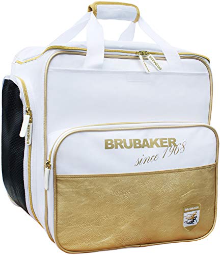 BRUBAKER Super St. Moritz Skischuhtasche Helmtasche Rucksack-Tragesystem mit Schuhfach - Weiß Gold BRUBAKER Super St. Moritz Skischuhtasche Helmtasche Rucksack-Tragesystem mit Schuhfach - Weiß Gold von BRUBAKER