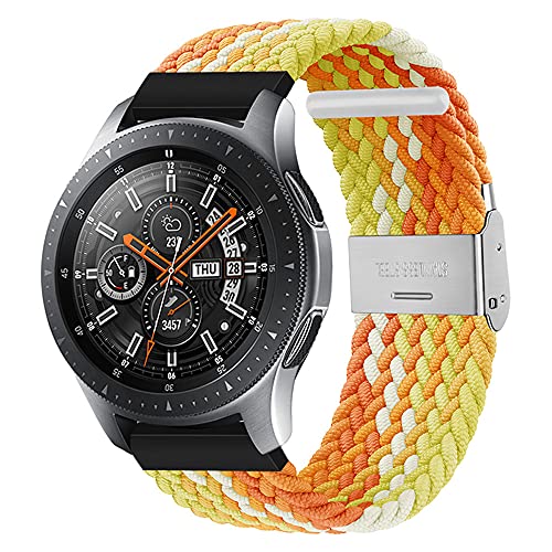 20mm Nylon Armband Geflochtenes Ersatzarmband Kompatibel mit Samsung Galaxy Watch 4/Active 2 40mm/44mm Huawei Watch 2/2 pro Sport Uhrenarmband mit Edelstahl Verschluss (Orange Gelb,20mm) von BrynnShop