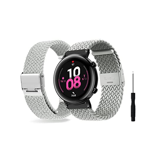 Armbänder Für Huawei GT2 42mm Armband Für Damen/Herren Nylon Sport Strap Geflochten Elastisch Mesh Ersatzband mit Verschluss Fitness Uhrenarmband Kompatibel mit Huawei GT2 42mm (19) von BrynnShop