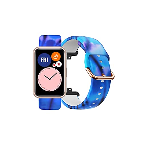 BrynnShop Armband Kompatibel mit Huawei Watch Fit Armband Für Herren Damen Silikon Armbänder Muster Ersatzband mit Schnalle Minimalismus Verstellbare Uhrenarmband Für Huawei Watch Fit (3) von BrynnShop