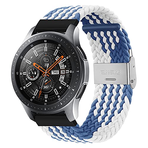 Ersatzarmband Kompatibel mit Amazfit GTR Armband 22mm Nylon Sport Uhrenarmband für Amazfit GTR 47mm/GTR 3/GTR 3 Pro/GTR 2e 22mm Ersatzarmband mit Metall Schließe (Blau Weiß 1,22mm) von BrynnShop