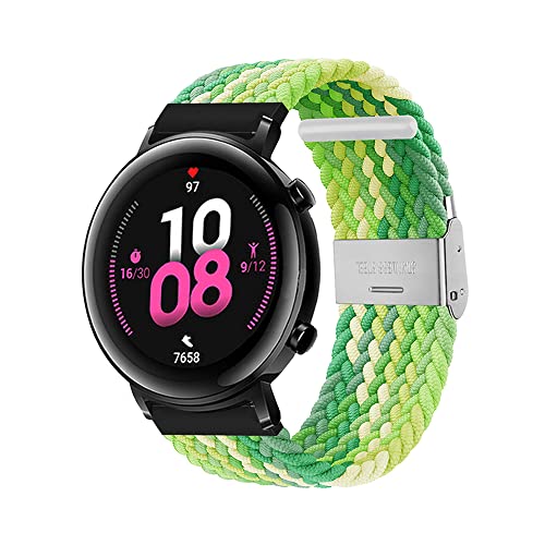 Kompatibel mit Huawei Watch GT2 Armband 42mm Nylon Sport Geflochtener Ersatzarmband für Huawei Watch GT2 42mm Armbänder mit Edelstahl Einstellbar Elastisches Band (Zitronen,GT2 42mm) von BrynnShop