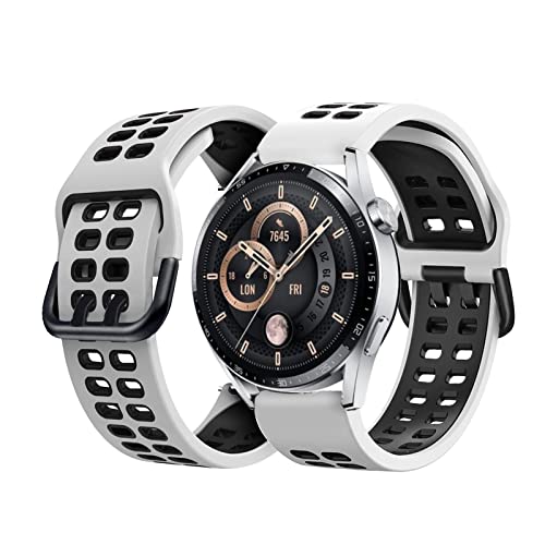 Silikon Armbänder Für Huawei Watch GT3 42mm/ 46mm Armband Für Herren Damen Sport Weiche Wasserdicht Ersatzband mit Kompatibel mit Huawei Watch GT3 42mm/ 46mm (Weiß,42mm) von BrynnShop
