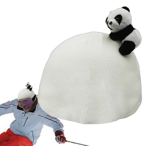 Animal Snow Skihelm Überzug Panda Strickmütze Snowboardhelm Dekoration Skihelm Überzug Helm Strickmütze Panda Skihelm Zubehör Wintersport Helmüberzug Gestrickter Panda Helm von Bsbkoj