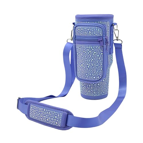 Sparkling Coffee Cup Holder, Neopren Wasserflasche, Wasserflasche Tasche mit Telefontasche, 40 ounce Bottle Holder, Portable Water Bottle Carrier, Stylish Bottle Cover für Erwachsene Kinder, violett, von Bsbkoj