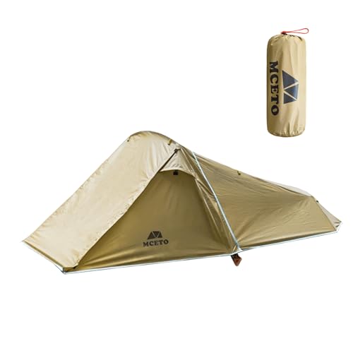 Rucksackzelt, Campingzelt, doppelschichtige Rucksackzelte, leichtes Wanderzelt mit Aluminiumstange für Outdoor-Aktivitäten für eine oder Zwei Personen (Braun) von Buachois