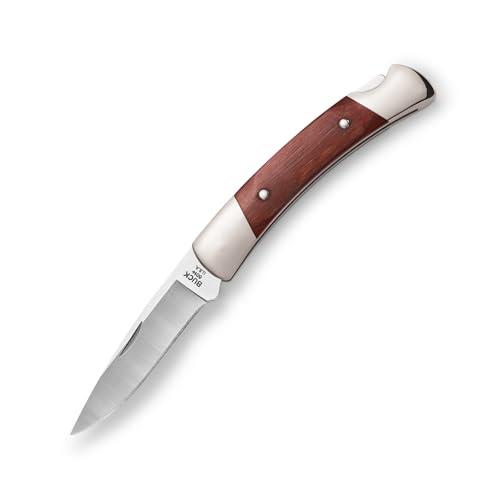 Buck Squire, 420 HC-Stahl, Maserholz, Neusilber-Beschläge, Schwarze Lederscheide Taschenmesser Buck Squire, 420 HC-Stahl, Maserholz, Neusilber-Beschläge, Schwarze Lederscheide Taschenmesser von Buck
