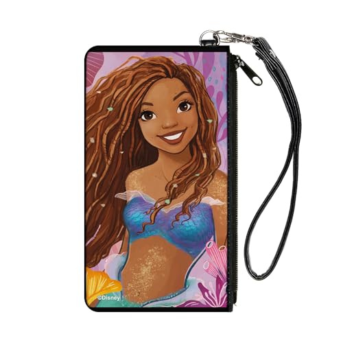 Buckle-Down Disney Zip Around Wallet The Little Mermaid Ariel Smiling Pose and Shells Pinks, Canvas, Pink, SMALL, Casual von Buckle-Down