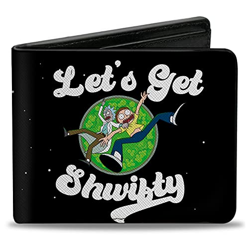 Buckle-Down Rick and Morty Geldbörse, Bifold, Rick and Morty Lets Get Shwifty Black White, Veganes Leder, Weiss/opulenter Garten, 4.0" x 3.5", Casual von Buckle-Down