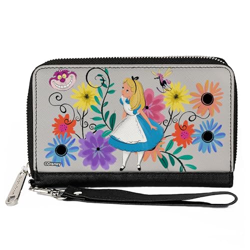 Disney Geldbörse, Reißverschluss, Alice im Wunderland und Flowers of Wonderland Grau, veganes Leder, 7.5"x4.5", Casual Disney Geldbörse, Reißverschluss, Alice im Wunderland und Flowers of Wonderland Grau, veganes Leder, 7.5"x4.5", Casual von Buckle-Down