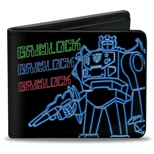 Hasbro Geldbörse Bifold Transformers Grimlock Pose und Autobot Circuit Logo Schwarz Vegan Leder, Schwarz, 4.0" x 3.5", Casual von Buckle-Down