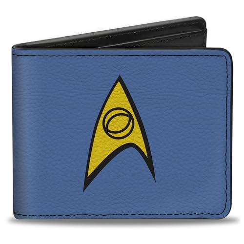 Paramount Network Bi-Fold Wallet with Standard Billfold and Card Slots, Classic Star Trek Starfleet Sciences Insignia Logo Blue YellowQ, Vegan Leather, Blau, 4.0" x 3.5", Casual von Buckle-Down