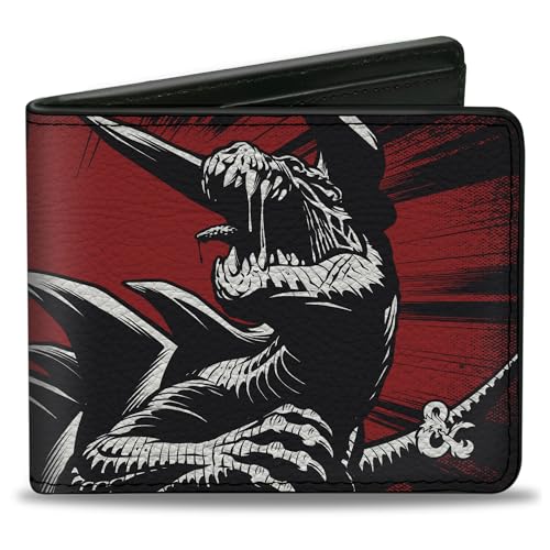 Wizards of the Coast Wallet Bifold Dungeons and Dragons Tarrasque Monster and Text Black Red Vegan Leather, Schwarz, 4.0" x 3.5", Casual von Buckle-Down
