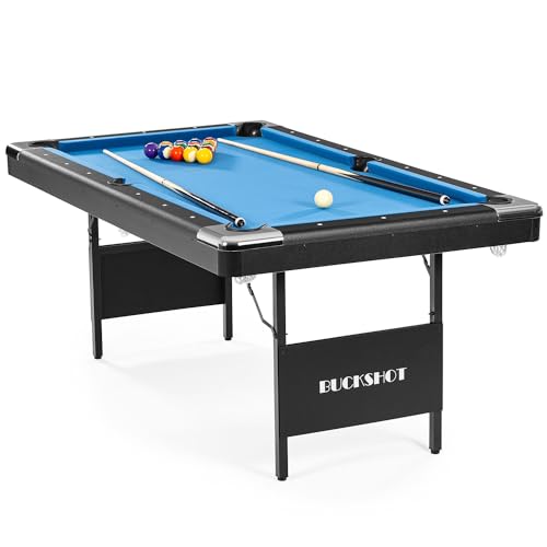 Buckshot Billardtisch 6ft - 193x109x81cm Atlanta- Tischbillard klappbar mit Zubehör - 6 Fuß Pool Billard mit Metallklappbeinen - Blau/Schwarz Buckshot Billardtisch 6ft - 193x109x81cm Atlanta- Tischbillard klappbar mit Zubehör - 6 Fuß Pool Billard mit Metallklappbeinen - Blau/Schwarz von Buckshot