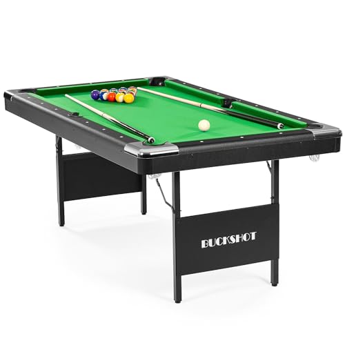 Buckshot Billardtisch 6ft - 193x109x81cm Atlanta- Tischbillard klappbar mit Zubehör - 6 Fuß Pool Billard mit Metallklappbeinen - Grün/Schwarz Buckshot Billardtisch 6ft - 193x109x81cm Atlanta- Tischbillard klappbar mit Zubehör - 6 Fuß Pool Billard mit Metallklappbeinen - Grün/Schwarz von Buckshot
