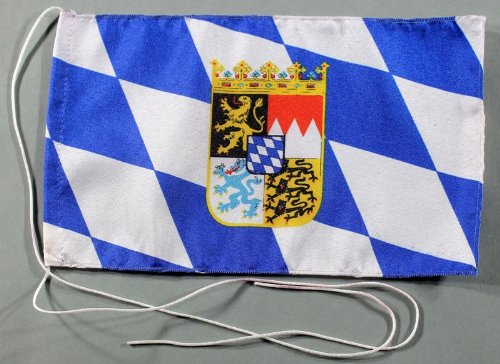 Buddel-Bini Bayern mit Wappen und Raute 15x25 cm Tischflagge in Profi - Qualität Tischfahne Autoflagge Bootsflagge Motorradflagge Mopedflagge von Buddel-Bini