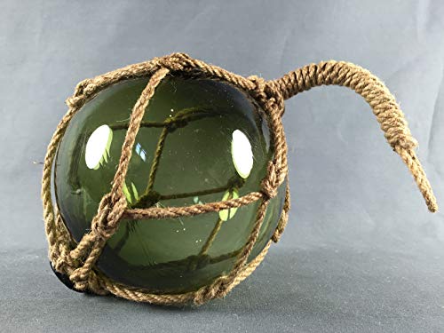 Buddel-Bini Deko - Fischerkugel aus Glas Basic in grün mit Tauwerk - 13 cm Durchmesser von Buddel-Bini