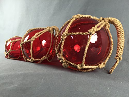 Buddel-Bini Deko - Fischerkugel aus Glas Basic in rot mit Tauwerk - 17 cm Durchmesser von Buddel-Bini