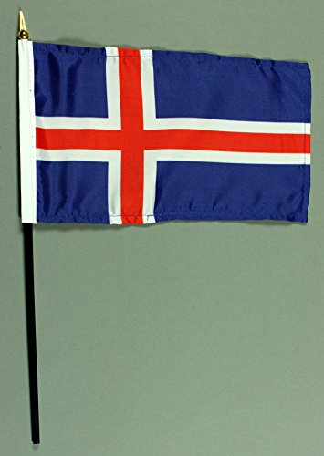 Buddel-Bini Handflagge Tischflagge Island 15x25 cm mit 37 cm Mast aus PVC-Rohr, ohne Ständerfuß von Buddel-Bini