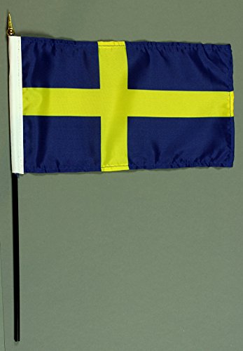 Buddel-Bini Handflagge Tischflagge Schweden 15x25 cm mit 37 cm Mast aus PVC-Rohr, ohne Ständerfuß von Buddel-Bini