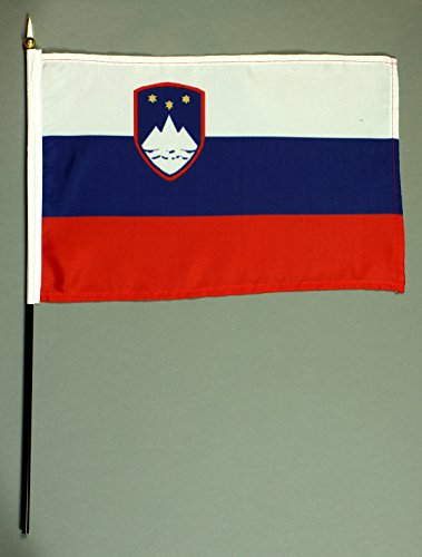 Buddel-Bini Handflagge Tischflagge Slowenien 20x30 cm mit 42 cm Mast aus PVC-Rohr, ohne Ständerfuß, Stockflagge von Buddel-Bini