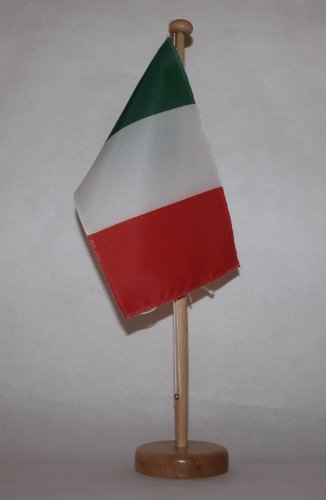 Buddel-Bini Italien Tischflagge 15x25 cm in Profiqualität, mit 42 cm Massivholz - Tischständer von Buddel-Bini