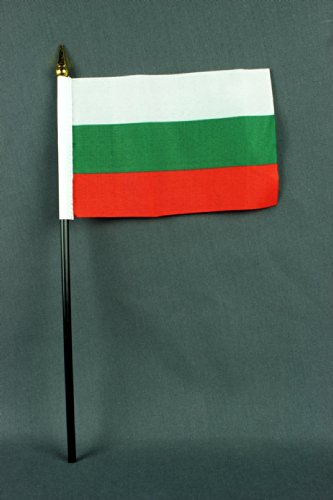 Buddel-Bini Kleine Tischflagge Bulgarien 15x10 cm mit 30 cm Mast aus PVC-Rohr, ohne Ständerfuß von Buddel-Bini