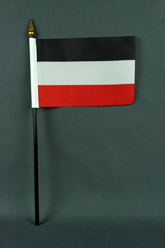 Buddel-Bini Kleine Tischflagge Deutsches Kaiserreich schwarz weiß rot Kaiserflagge 15x10 cm mit 30 cm Mast aus PVC-Rohr, ohne Ständerfuß von Buddel-Bini