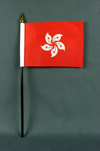 Buddel-Bini Kleine Tischflagge Hong Kong 15x10 cm mit 30 cm Mast aus PVC-Rohr, ohne Ständerfuß von Buddel-Bini