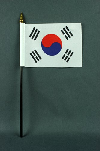 Buddel-Bini Kleine Tischflagge Südkorea Korea 15x10 cm mit 30 cm Mast aus PVC-Rohr, ohne Ständerfuß von Buddel-Bini