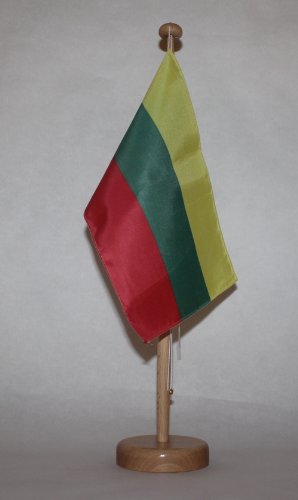 Buddel Bini Litauen Tischflagge 15x25 cm in Profiqualität, mit 42 cm Massivholz - Tischständer Buddel Bini Litauen Tischflagge 15x25 cm in Profiqualität, mit 42 cm Massivholz - Tischständer von Buddel Bini