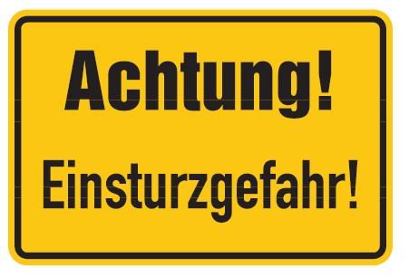 Buddel-Bini Qualitäts - Aluminium Schild Achtung Einsturzgefahr 200x300 mm geprägtes Aluschild 0,6 mm Alu von Buddel-Bini