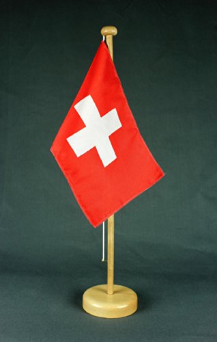 Buddel Bini Schweiz Tischflagge 15x25 cm in Profiqualität, mit 42 cm Massivholz - Tischständer Buddel Bini Schweiz Tischflagge 15x25 cm in Profiqualität, mit 42 cm Massivholz - Tischständer von Buddel Bini