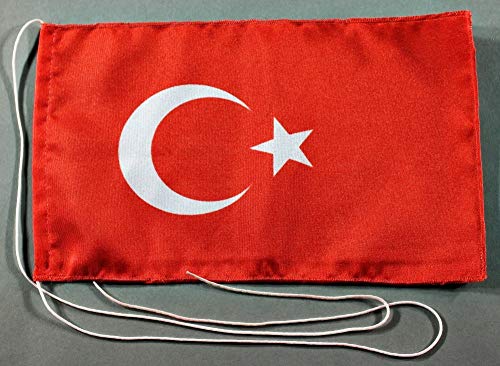 Buddel-Bini Türkei 15x25 cm Tischflagge in Profi - Qualität Tischfahne Autoflagge Bootsflagge Motorradflagge Mopedflagge von Buddel-Bini