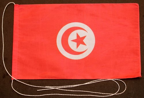 Buddel-Bini Tunesien 15x25 cm Tischflagge in Profi - Qualität Tischfahne Autoflagge Bootsflagge Motorradflagge Mopedflagge von Buddel-Bini