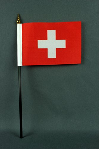 Buddel-Bini Kleine Tischflagge Schweiz 15x10 cm mit 30 cm Mast aus PVC-Rohr, ohne Ständerfuß Schweizerfahne von Buddel-Bini