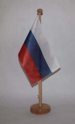 Buddel-Bini Rußland Tischflagge 15x25 cm in Profiqualität, mit 42 cm Massivholz - Tischständer von Buddel-Bini